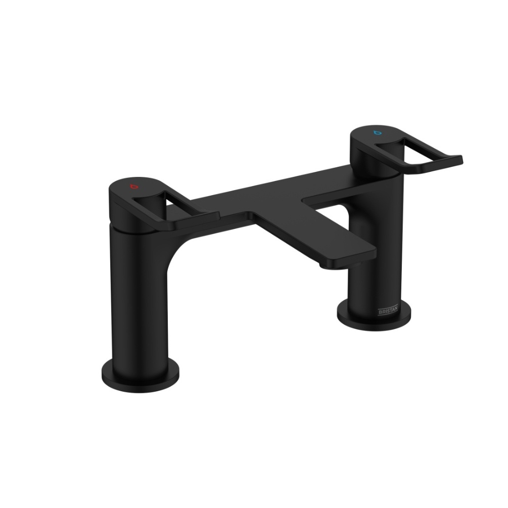 Product cut out image of the Bristan Saffron Black Deck Mounted Bath Filler